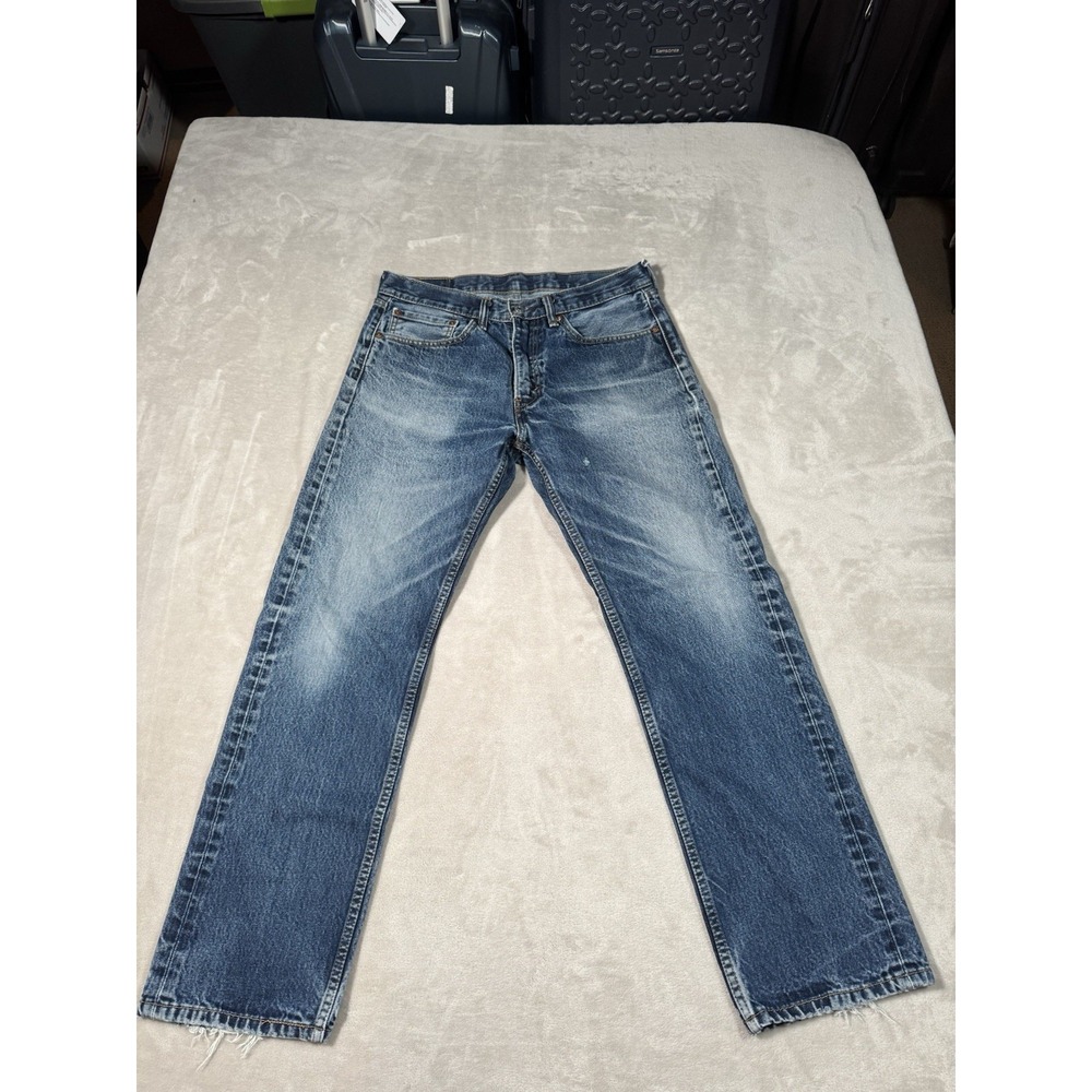 Vintage Levis 505 Jeans (Fit 32x31) Blue Faded Distressed Wisker